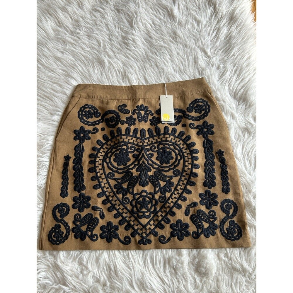 BODEN Women’s Size 10 Camel Brown Embroidered Mini Skirt NWT W/Pockets - Picture 6 of 15
